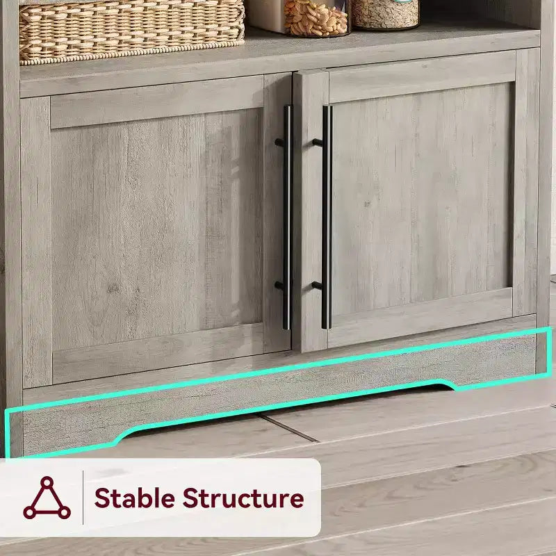 Étagère de boulanger avec armoire de rangement, support à micro-ondes, étagère de boulanger de cuisine de style ferme avec plateau épais, pour cuisine, salle à manger