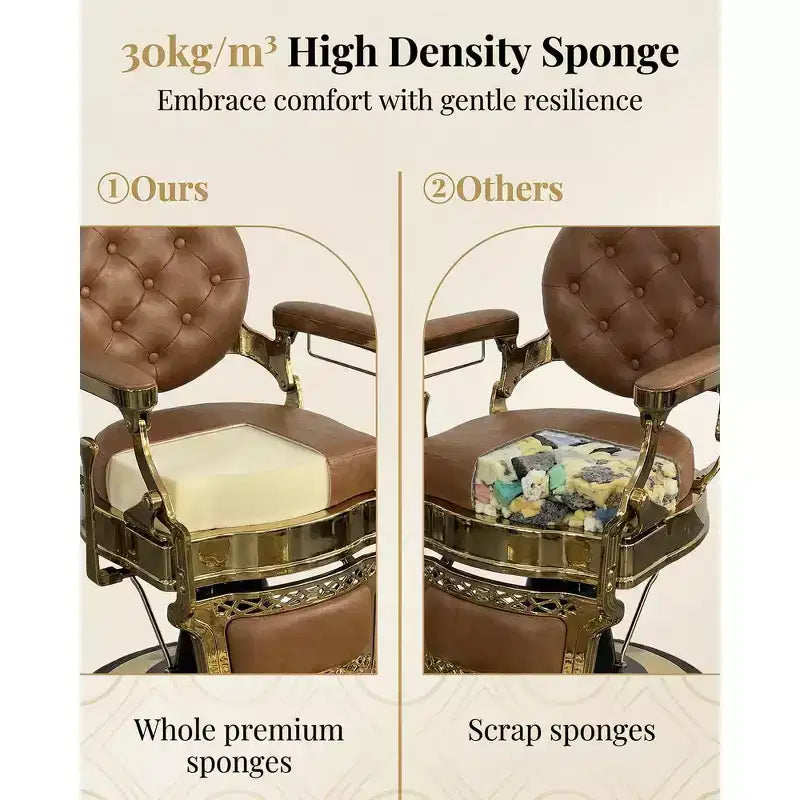 Fauteuil de barbier Rétro pivotant à 360°, Fauteuil de salon inclinable avec appuie-tête et repose-pieds réglables, Fauteuil de coiffure pour la maison, Shampooing, Charge max. 317 kg