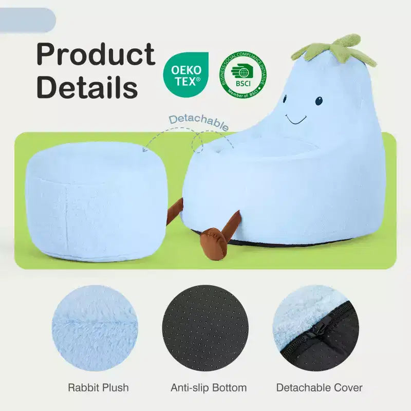 Canapé Pouf Enfant Rempli de Mousse Haute Densité, Forme Ergonomique pour la Lecture et le Jeu