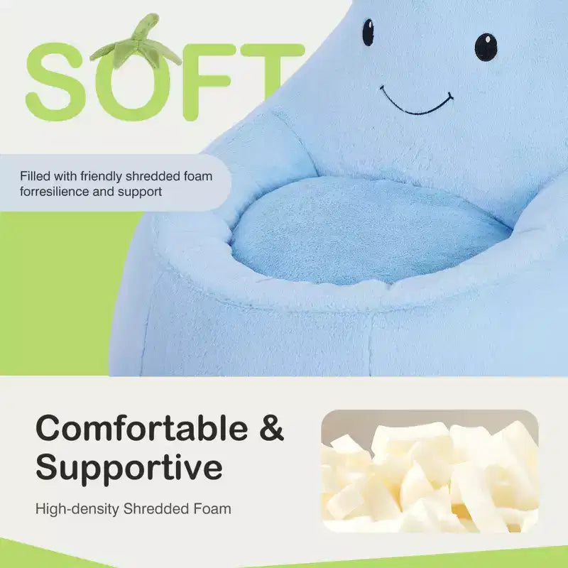 Canapé Pouf Enfant Rempli de Mousse Haute Densité, Forme Ergonomique pour la Lecture et le Jeu