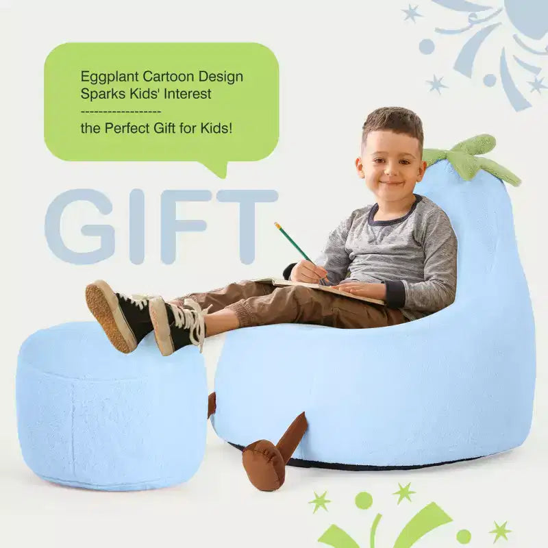Canapé Pouf Enfant Rempli de Mousse Haute Densité, Forme Ergonomique pour la Lecture et le Jeu