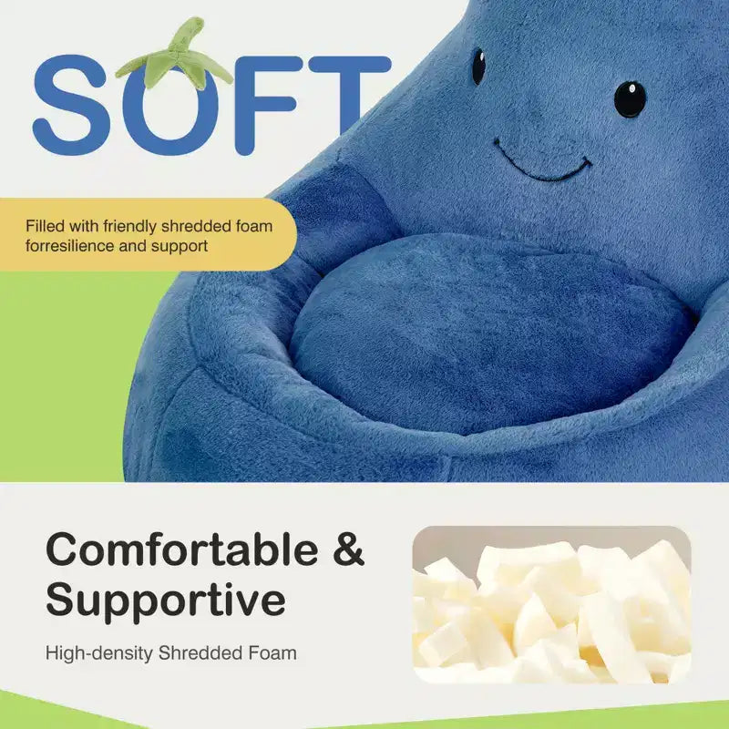 Canapé Pouf Enfant Rempli de Mousse Haute Densité, Forme Ergonomique pour la Lecture et le Jeu