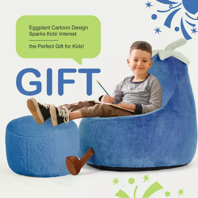 Canapé Pouf Enfant Rempli de Mousse Haute Densité, Forme Ergonomique pour la Lecture et le Jeu