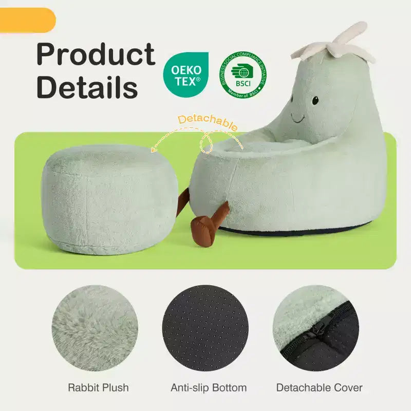 Canapé Pouf Enfant Rempli de Mousse Haute Densité, Forme Ergonomique pour la Lecture et le Jeu