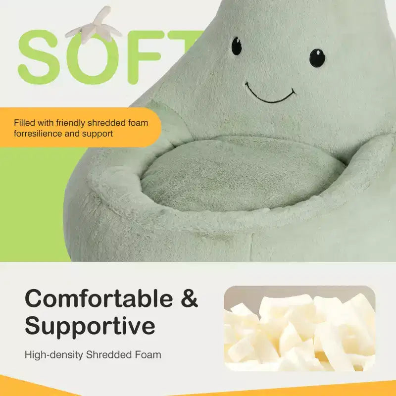 Canapé Pouf Enfant Rempli de Mousse Haute Densité, Forme Ergonomique pour la Lecture et le Jeu