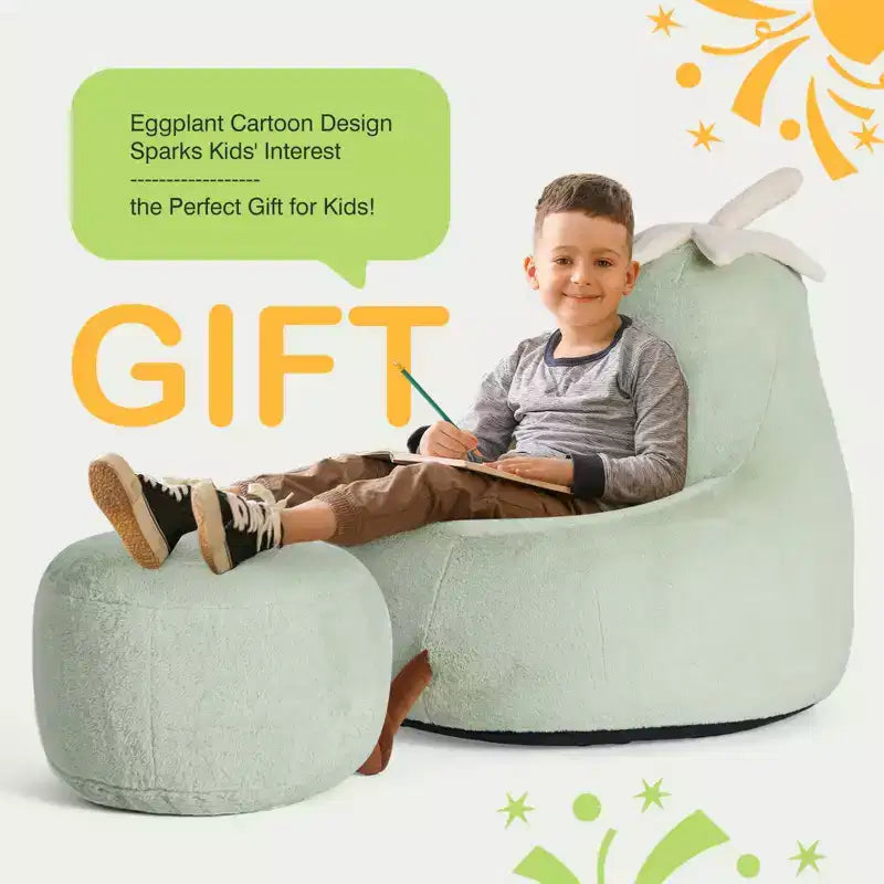 Canapé Pouf Enfant Rempli de Mousse Haute Densité, Forme Ergonomique pour la Lecture et le Jeu