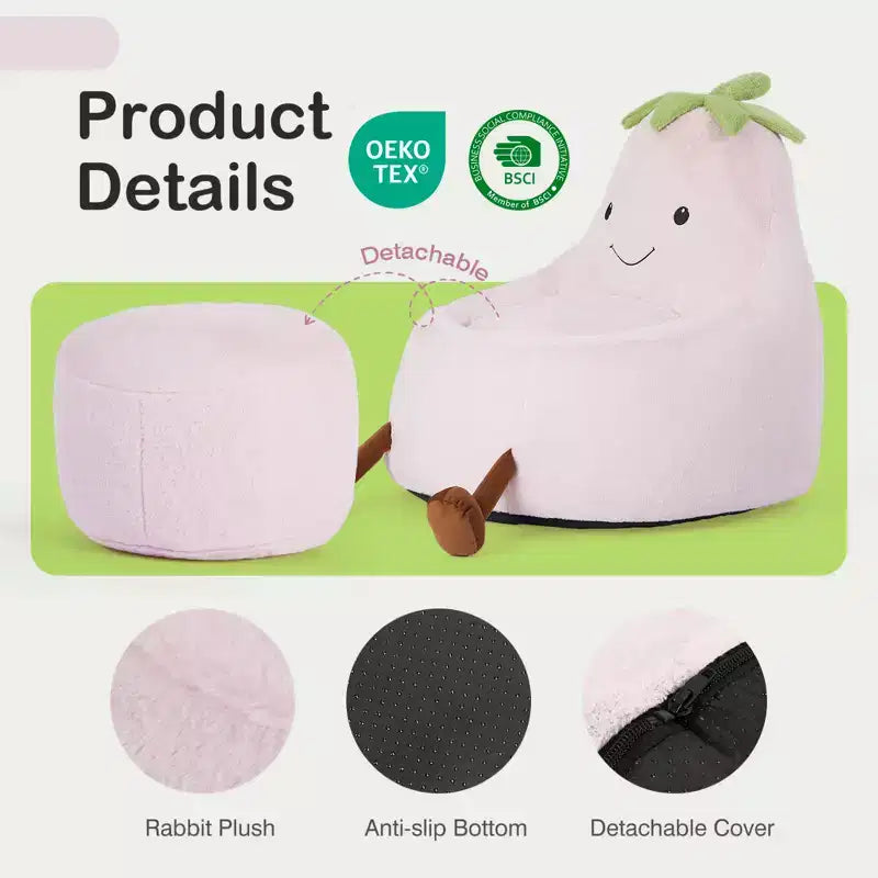 Canapé Pouf Enfant Rempli de Mousse Haute Densité, Forme Ergonomique pour la Lecture et le Jeu