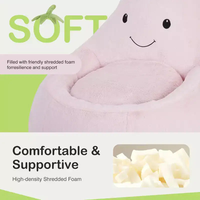 Canapé Pouf Enfant Rempli de Mousse Haute Densité, Forme Ergonomique pour la Lecture et le Jeu
