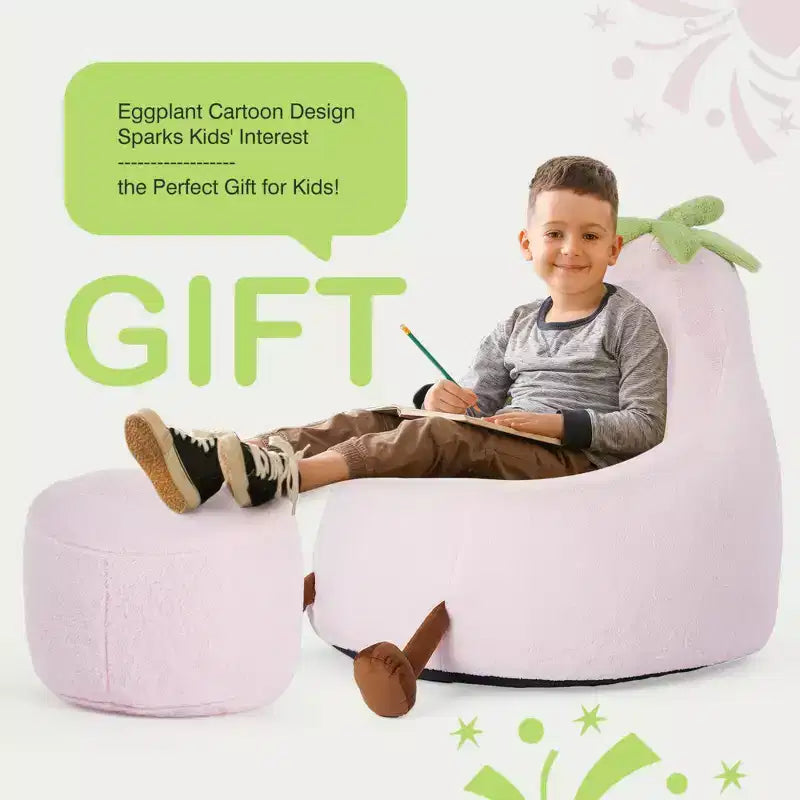 Canapé Pouf Enfant Rempli de Mousse Haute Densité, Forme Ergonomique pour la Lecture et le Jeu