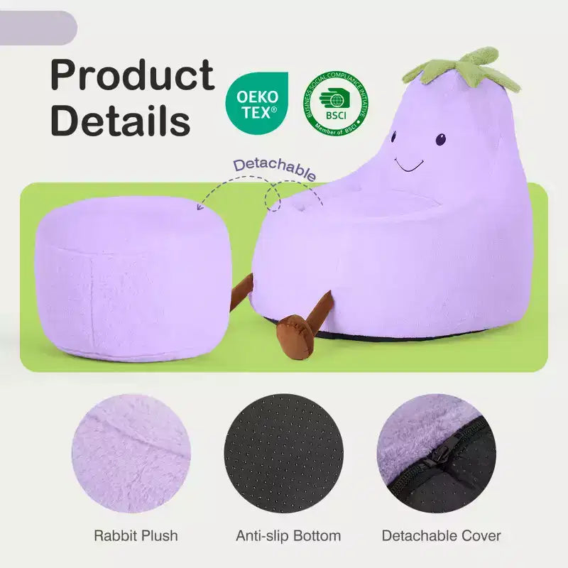 Canapé Pouf Enfant Rempli de Mousse Haute Densité, Forme Ergonomique pour la Lecture et le Jeu
