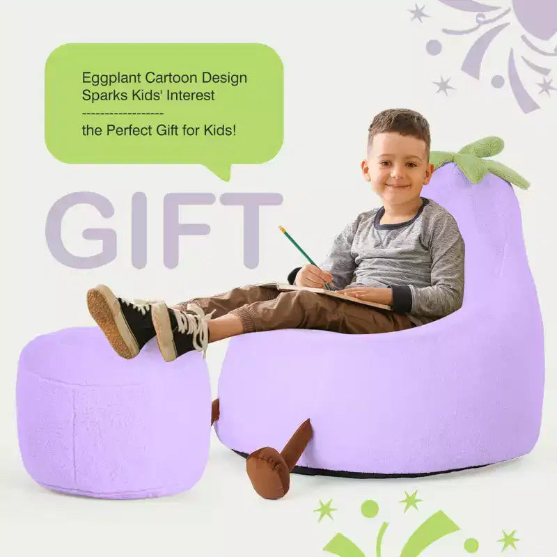 Canapé Pouf Enfant Rempli de Mousse Haute Densité, Forme Ergonomique pour la Lecture et le Jeu