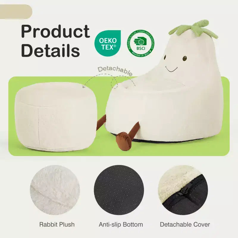 Canapé Pouf Enfant Rempli de Mousse Haute Densité, Forme Ergonomique pour la Lecture et le Jeu