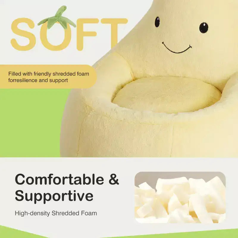 Canapé Pouf Enfant Rempli de Mousse Haute Densité, Forme Ergonomique pour la Lecture et le Jeu