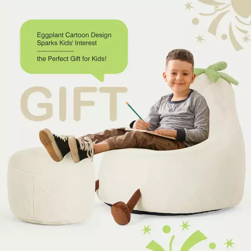 Canapé Pouf Enfant Rempli de Mousse Haute Densité, Forme Ergonomique pour la Lecture et le Jeu