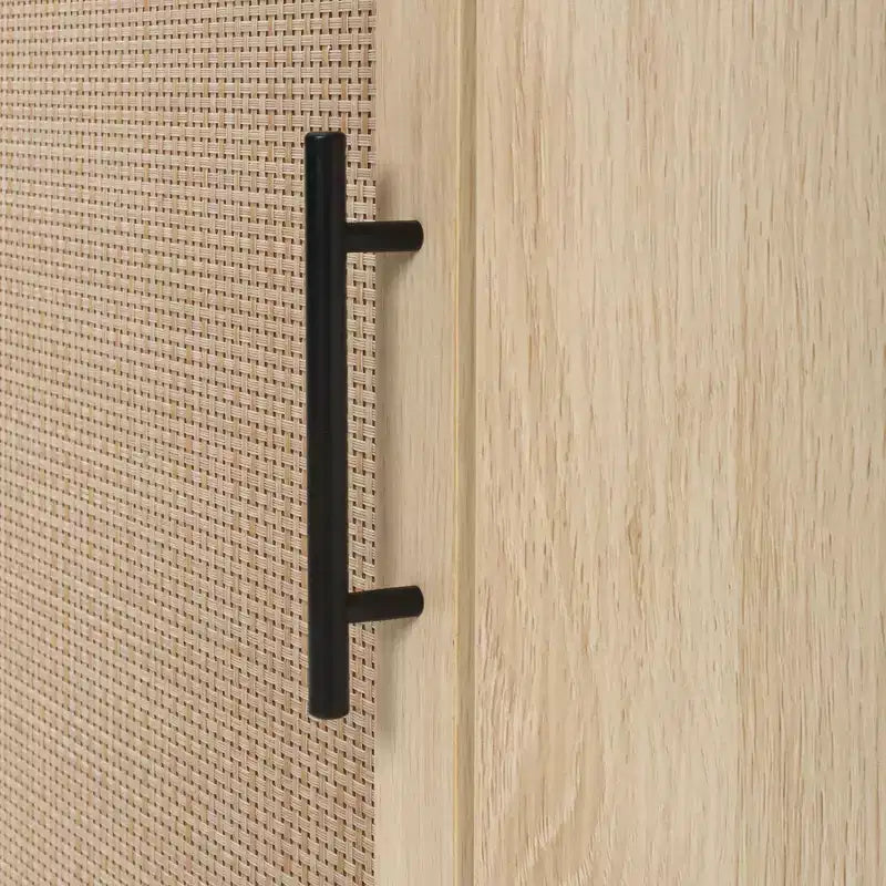 Meuble d'angle en rotin naturel de 15 pouces avec étagères réglables, unité de rangement d'angle autoportante pour salons, finition naturelle
