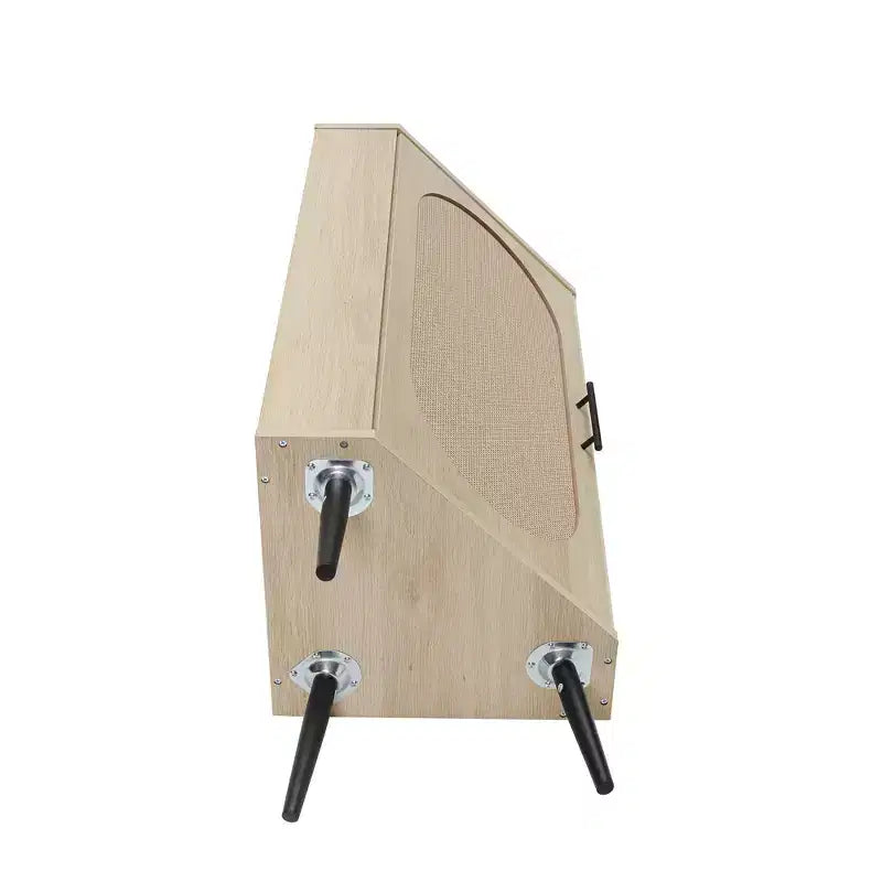 Meuble d'angle en rotin naturel de 15 pouces avec étagères réglables, unité de rangement d'angle autoportante pour salons, finition naturelle
