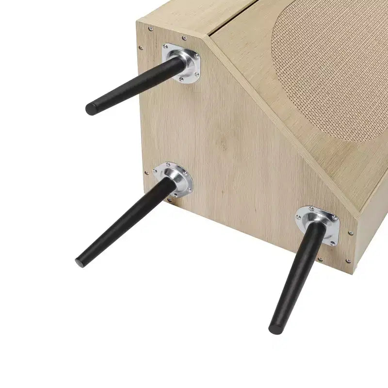 Meuble d'angle en rotin naturel de 15 pouces avec étagères réglables, unité de rangement d'angle autoportante pour salons, finition naturelle