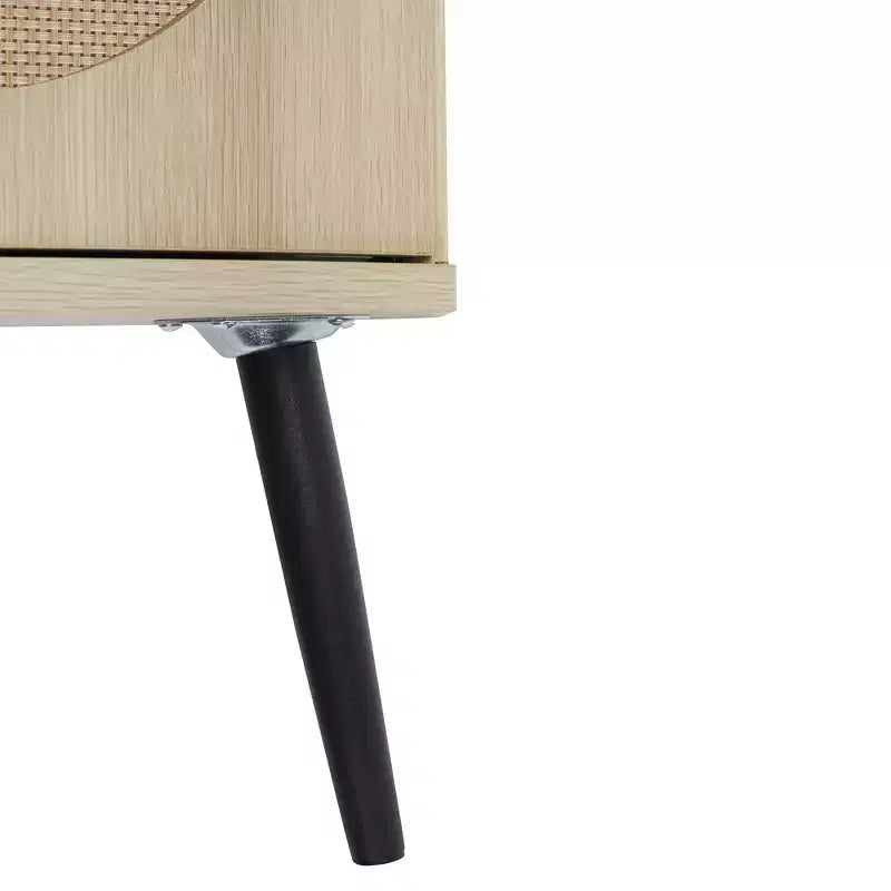Meuble d'angle en rotin naturel de 15 pouces avec étagères réglables, unité de rangement d'angle autoportante pour salons, finition naturelle