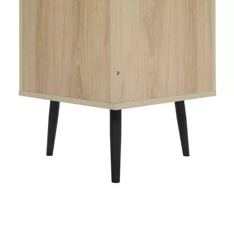 Meuble d'angle en rotin naturel de 15 pouces avec étagères réglables, unité de rangement d'angle autoportante pour salons, finition naturelle