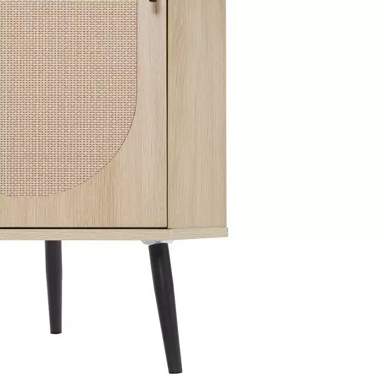 Meuble d'angle en rotin naturel de 15 pouces avec étagères réglables, unité de rangement d'angle autoportante pour salons, finition naturelle