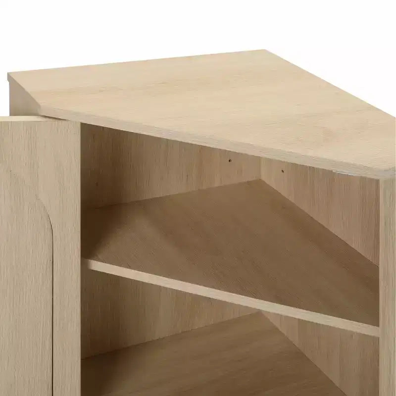Meuble d'angle en rotin naturel de 15 pouces avec étagères réglables, unité de rangement d'angle autoportante pour salons, finition naturelle