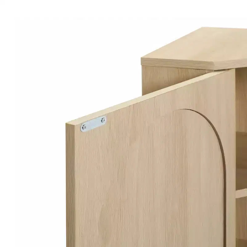 Meuble d'angle en rotin naturel de 15 pouces avec étagères réglables, unité de rangement d'angle autoportante pour salons, finition naturelle