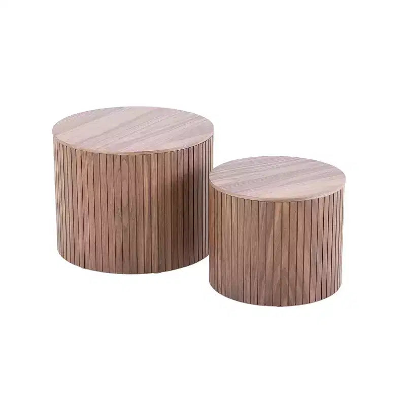 Ensemble de 2 tables basses et d'appoint rondes modernes avec rangement dissimulé, aucun assemblage requis, tables d'appoint élégantes pour salon ou lounge