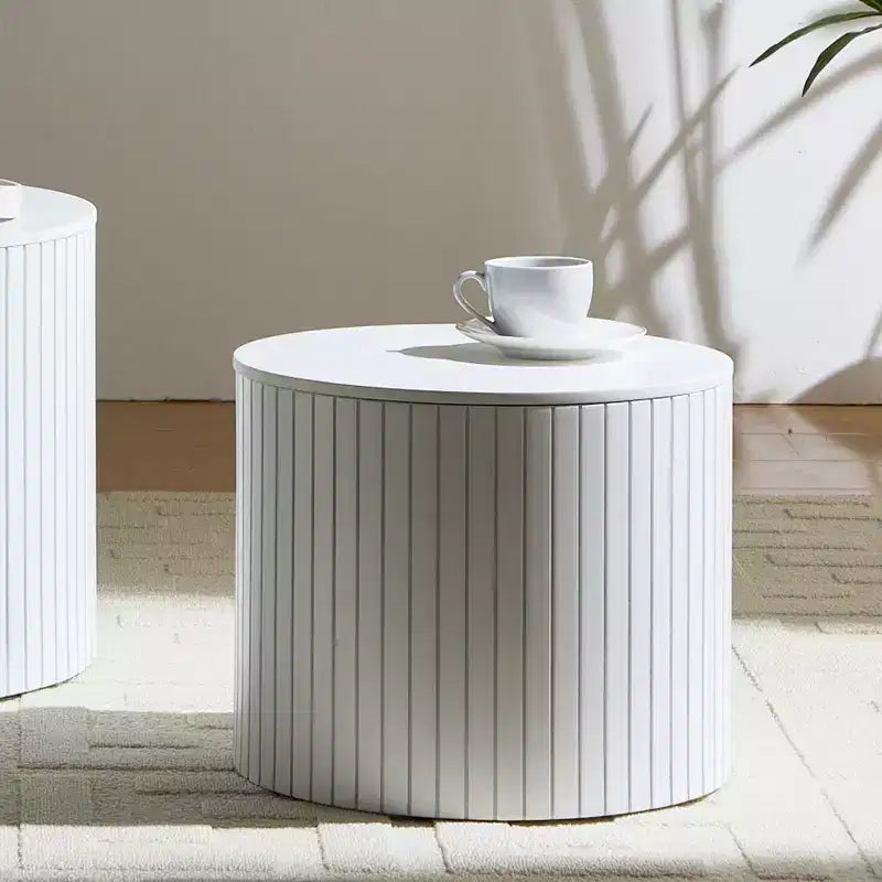 Ensemble de 2 tables basses et d'appoint rondes modernes avec rangement dissimulé, aucun assemblage requis, tables d'appoint élégantes pour salon ou lounge