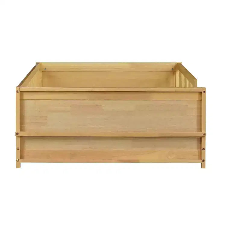 Lit double plateforme avec étagère intégrée, barrières de sécurité et cadre en bois robuste, design compact pour chambre d'enfant