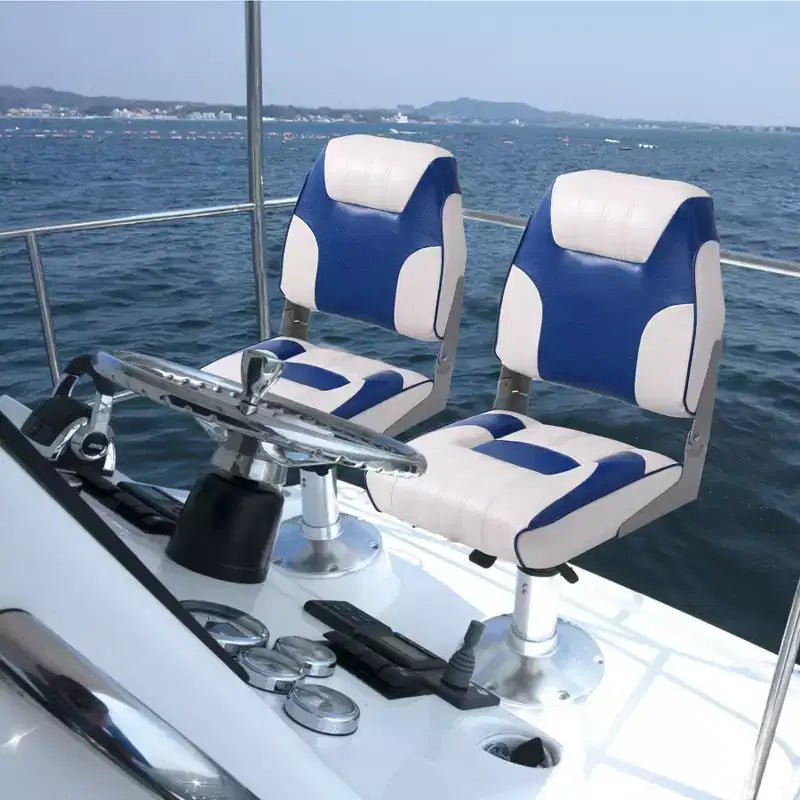 Lot de 2 sièges de bateau pliants à dossier bas - Chaises marines étanches et rembourrées - Design pliable peu encombrant - Ergonomiques et durables pour la pêche