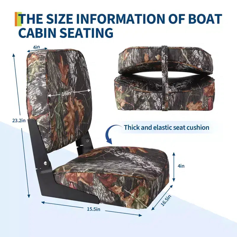 Lot de 2 sièges de bateau pliants à dossier bas - Chaises marines étanches et rembourrées - Design pliable peu encombrant - Ergonomiques et durables pour la pêche