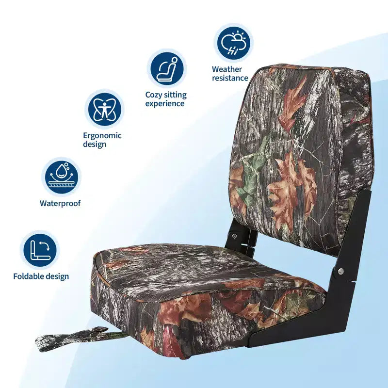Lot de 2 sièges de bateau pliants à dossier bas - Chaises marines étanches et rembourrées - Design pliable peu encombrant - Ergonomiques et durables pour la pêche