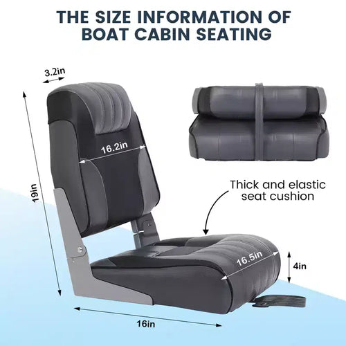 Lot de 2 sièges de bateau pliants à dossier bas - Chaises marines étanches et rembourrées - Design pliable peu encombrant - Ergonomiques et durables pour la pêche