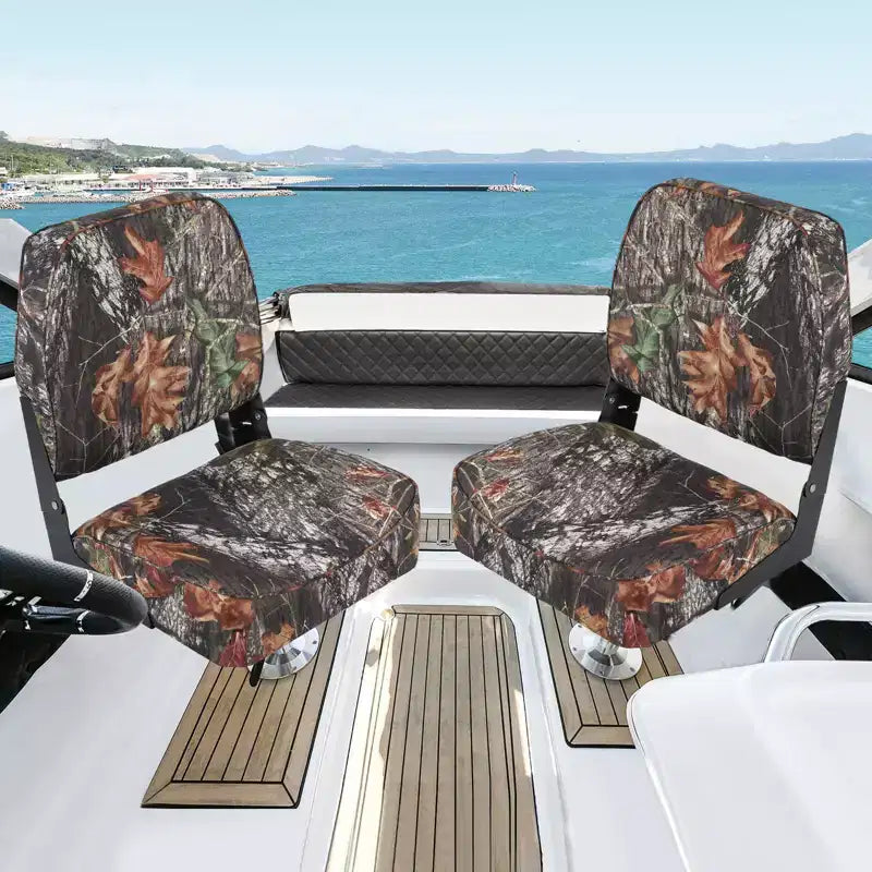 Lot de 2 sièges de bateau pliants à dossier bas - Chaises marines étanches et rembourrées - Design pliable peu encombrant - Ergonomiques et durables pour la pêche