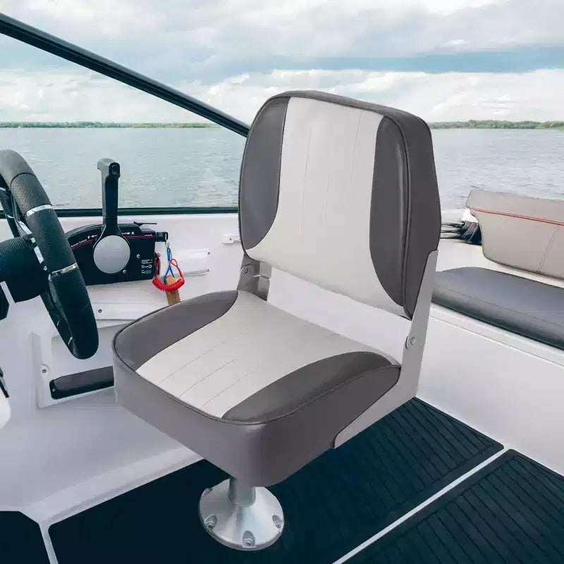 Lot de 2 sièges de bateau pliants à dossier bas - Chaises marines étanches et rembourrées - Design pliable peu encombrant - Ergonomiques et durables pour la pêche