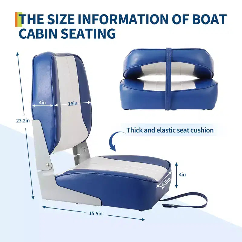 Lot de 2 sièges de bateau pliants à dossier bas - Chaises marines étanches et rembourrées - Design pliable peu encombrant - Ergonomiques et durables pour la pêche