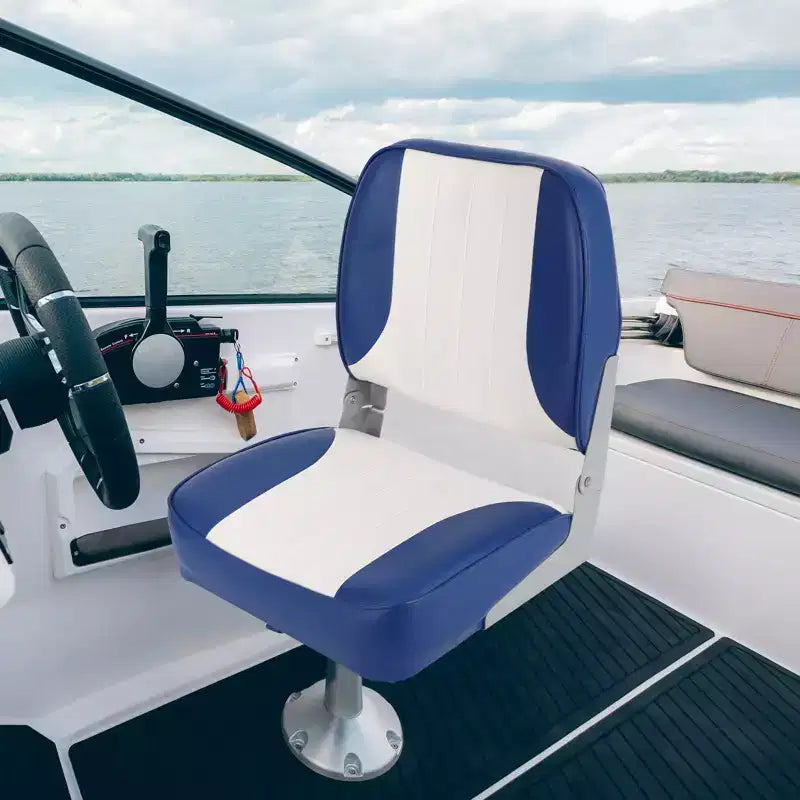Lot de 2 sièges de bateau pliants à dossier bas - Chaises marines étanches et rembourrées - Design pliable peu encombrant - Ergonomiques et durables pour la pêche
