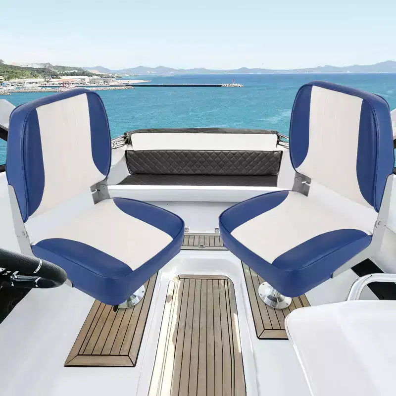 Lot de 2 sièges de bateau pliants à dossier bas - Chaises marines étanches et rembourrées - Design pliable peu encombrant - Ergonomiques et durables pour la pêche