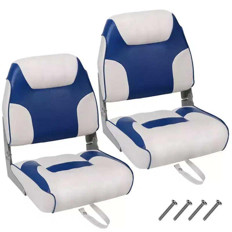 Lot de 2 sièges de bateau pliants à dossier bas - Chaises marines étanches et rembourrées - Design pliable peu encombrant - Ergonomiques et durables pour la pêche