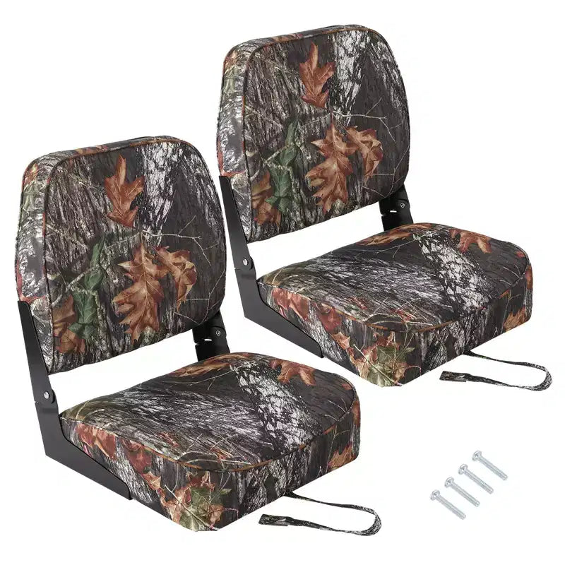 Lot de 2 sièges de bateau pliants à dossier bas - Chaises marines étanches et rembourrées - Design pliable peu encombrant - Ergonomiques et durables pour la pêche