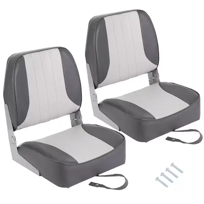 Lot de 2 sièges de bateau pliants à dossier bas - Chaises marines étanches et rembourrées - Design pliable peu encombrant - Ergonomiques et durables pour la pêche