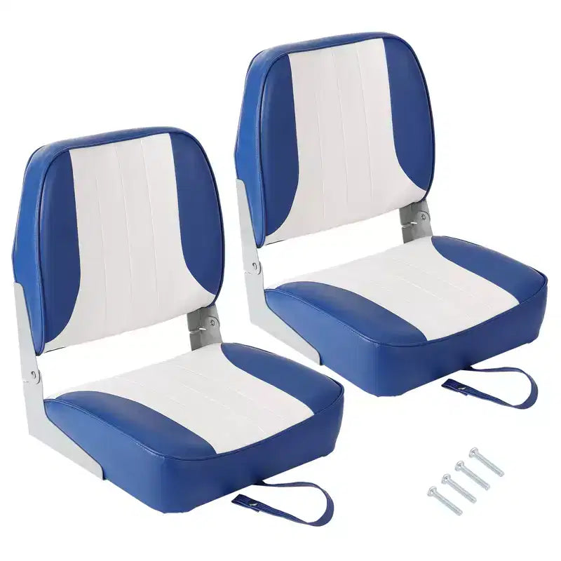 Lot de 2 sièges de bateau pliants à dossier bas - Chaises marines étanches et rembourrées - Design pliable peu encombrant - Ergonomiques et durables pour la pêche